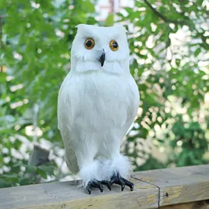 Artificial Owl Bird Feather Realistic Taxidermy Home Garden Decor White #1